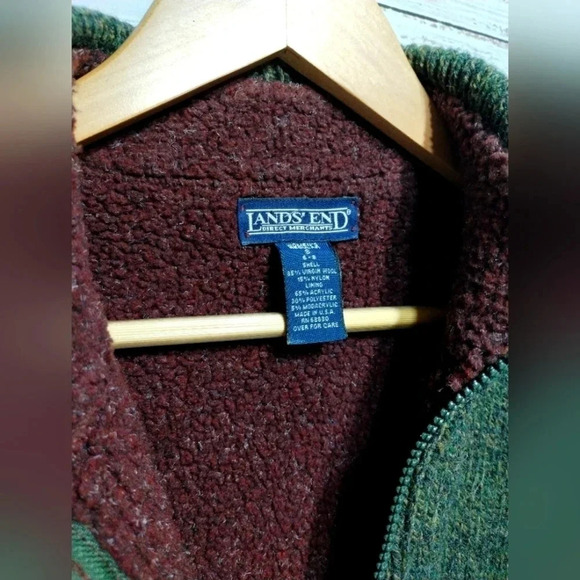 Lands End Jacket Forrest Green Size Small Wool Zip Thick Lined Granola - Picture 7 of 9